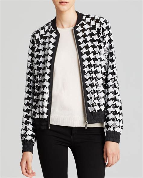 michael kors logo patch bomber knit jacket black|Michael Kors green puffer jacket.